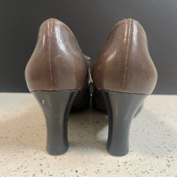 NATURALIZER N5 Comfort Annabelle Leather Suede Brown Pumps 3 Heels Slip On - Picture 6 of 11